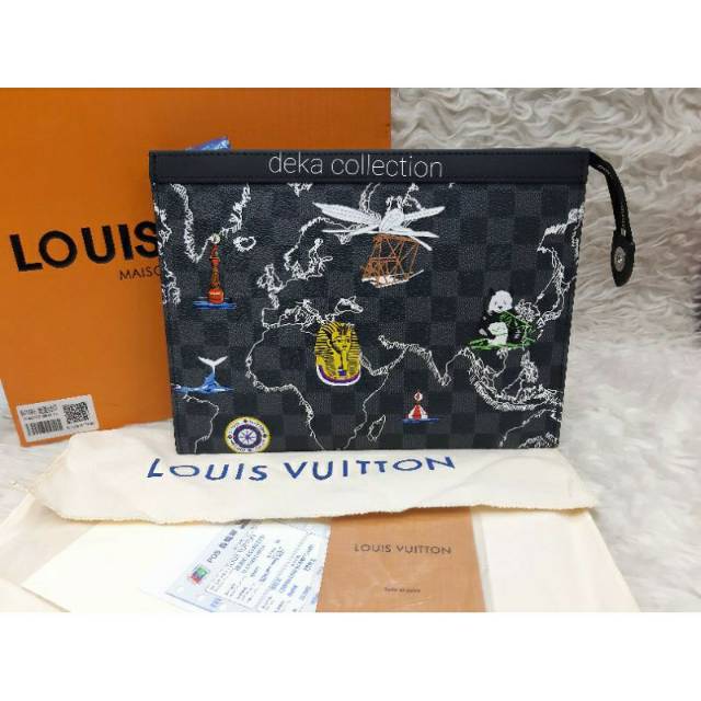 Clucth LV pria wanita tas tangan lv mirror quality