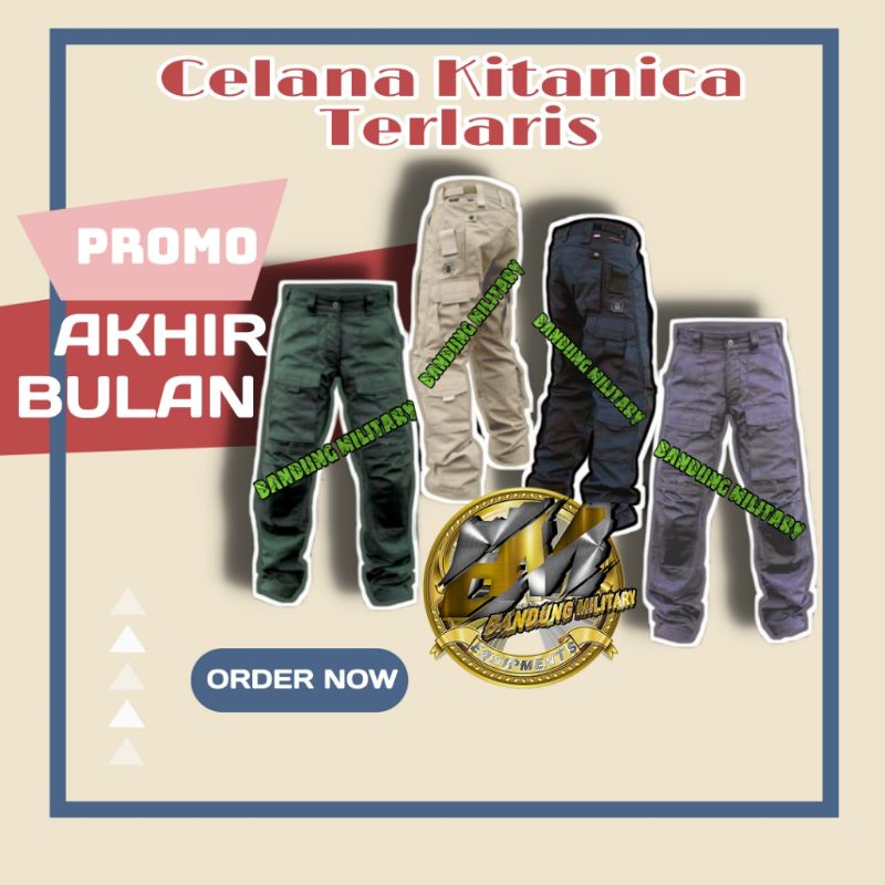 Celana Kitanica Panjang Tactical Pants Lapangan Cargo Bukan Blackhawk Gunung Jogger Emerson Hiking W
