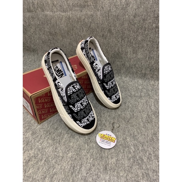 [ BAYAR DI TEMPAT ] VANS SLIP ON TRASHER BLACK WHAITE WAFDLE DT