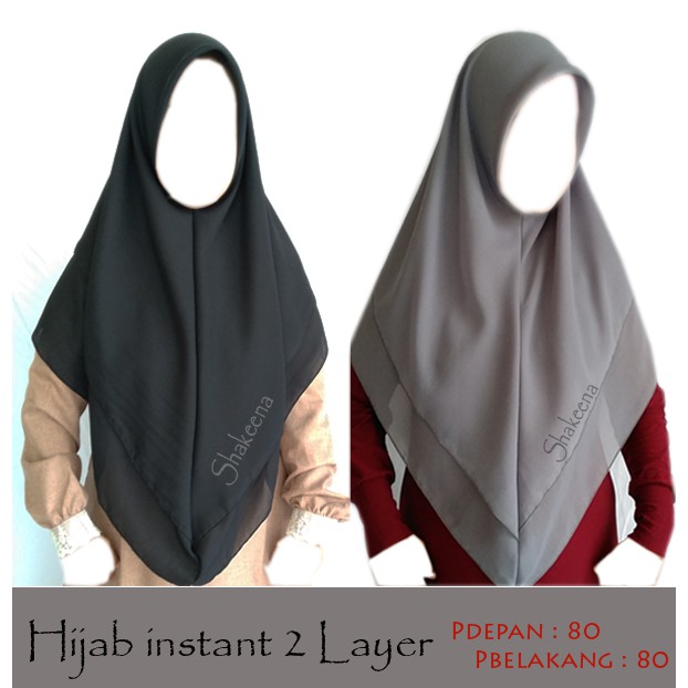 Jilbab segitiga instant 2layer bahan adem