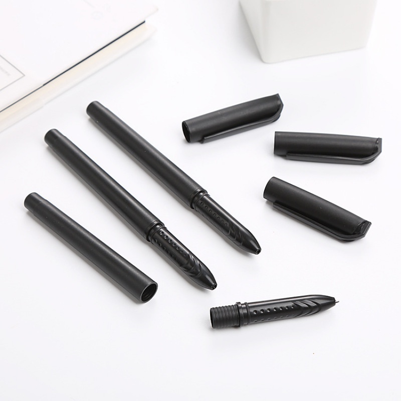 10pcs Pulpen Gel Plastik Warna Hitam Untuk Sekolah / Kantor