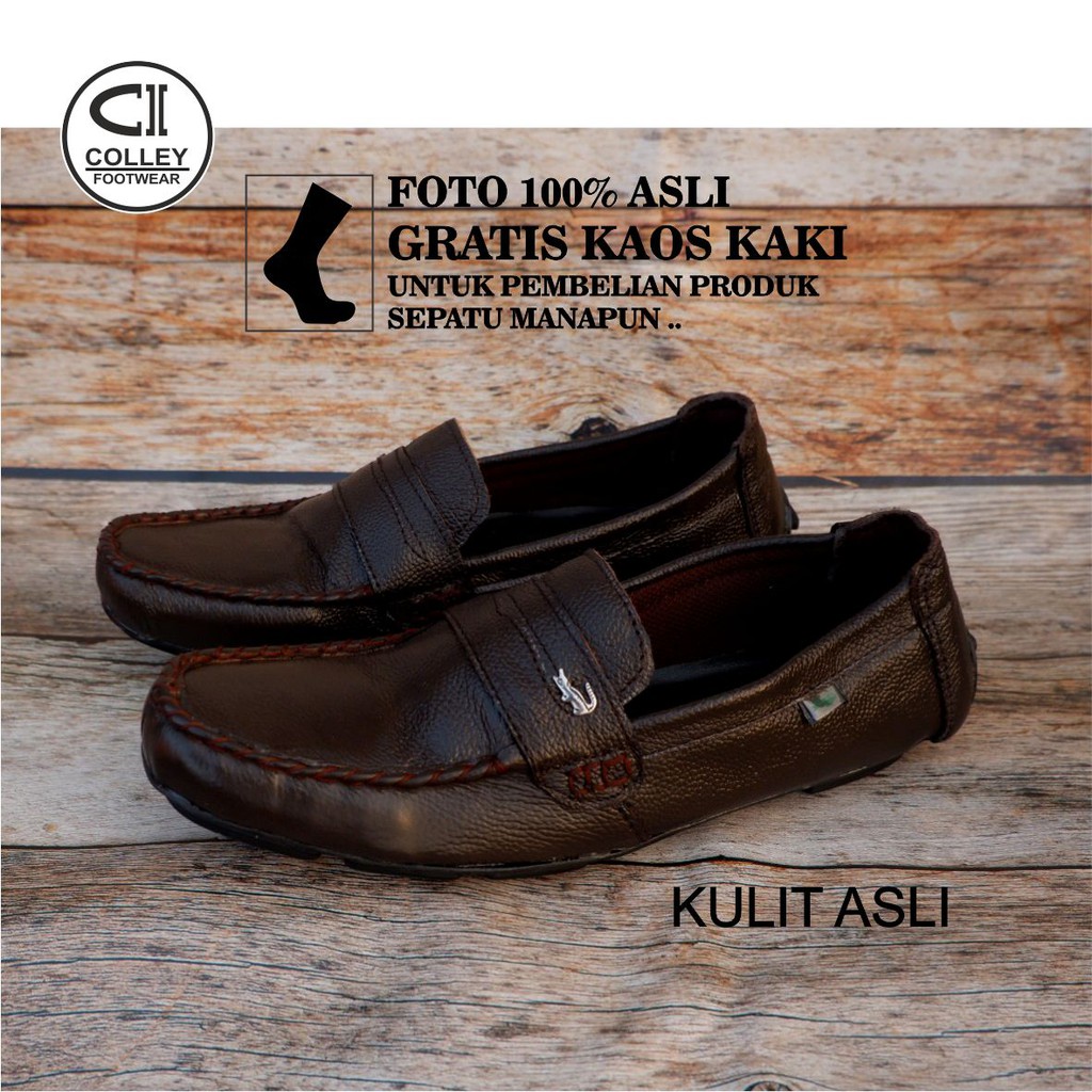 COD - SEPATU SLIP ON PRIA 100% KULIT ASLI / MUKASIN / CASUAL LEATHER CLY-MKN.007