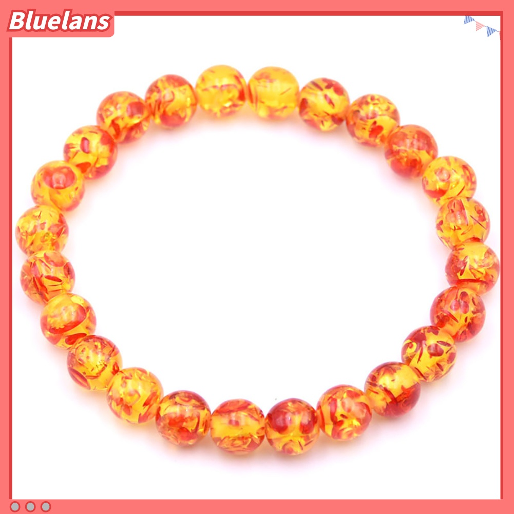 Gelang Manik-Manik Batu Amber Buatan Ukuran 8mm / 10mm Untuk Pria Dan Wanita