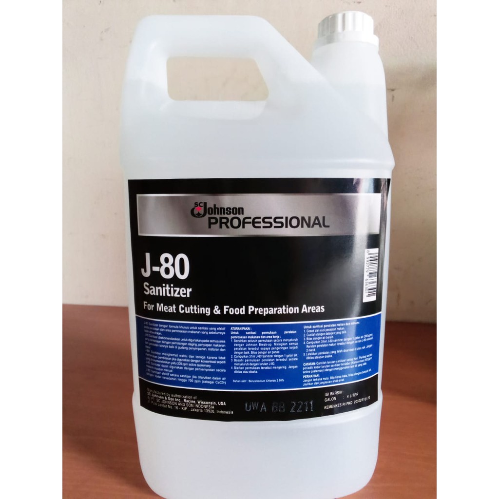 SC Johnson J 80 Cairan  Disinfektan  FOOD GRADE 4 Liter 