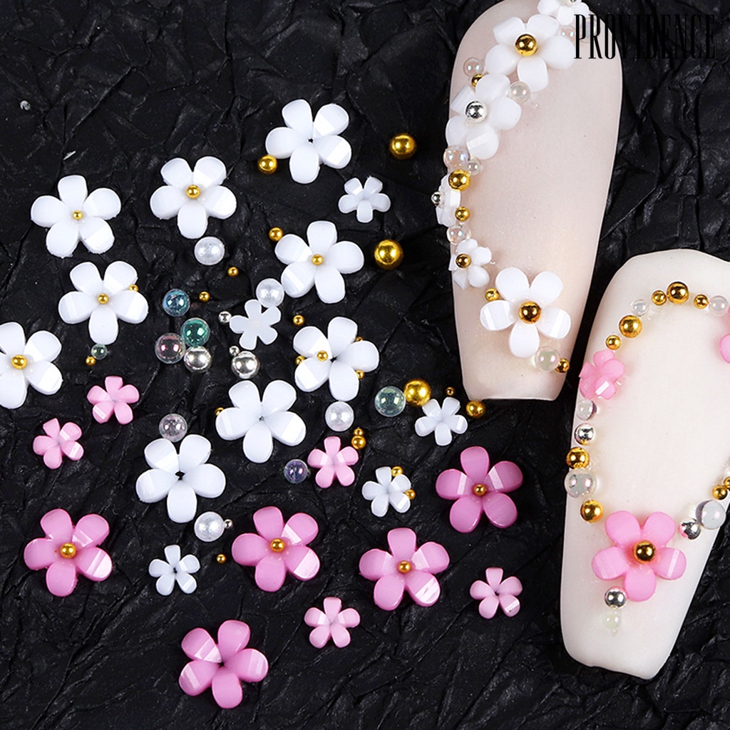 Providence 6 Sekat / Set Hiasan Kuku Bentuk Bunga Bahan Resin Untuk Aksesoris Nail Art / Manicure