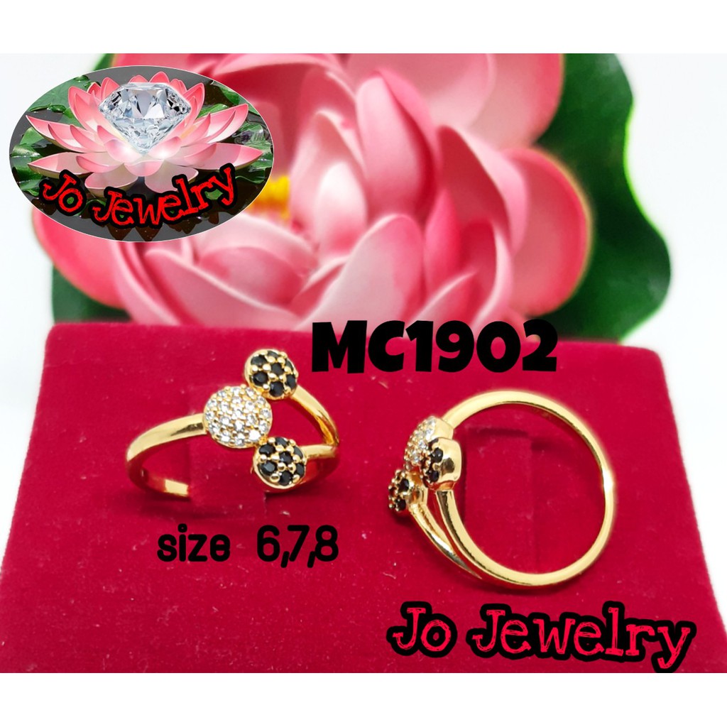 Xuping cincin gold bentuk kepala mickey mata hitam