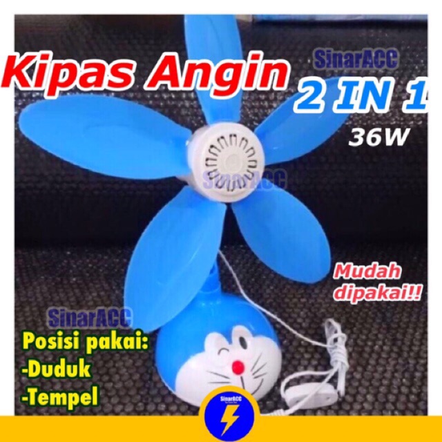 KIPAS ANGIN JEPIT 36W / 37W 5 baling KARAKTER DORAEMON KIPAS DINDING 3 IN 1 KYZUKU kipas Kumbang