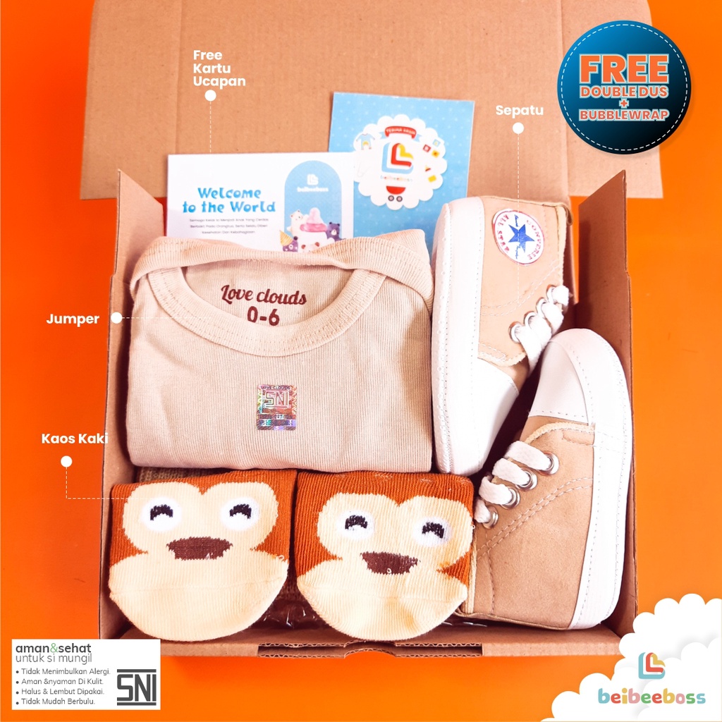 Hampers Kado Parcel Hadiah Gift  Set  Baju Sepatu Jumper Lahiran Melahirkan Bayi Baby Laki Laki Perempuan  Newborn7
