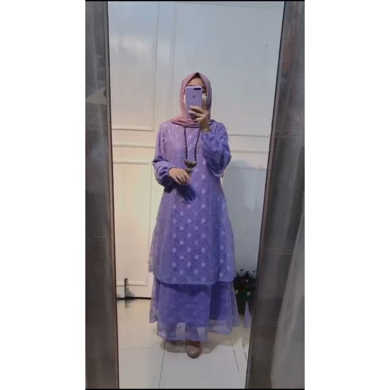 Gamis Melayu Brokat Lilac / Gamis Malaysia Brokat Lilac