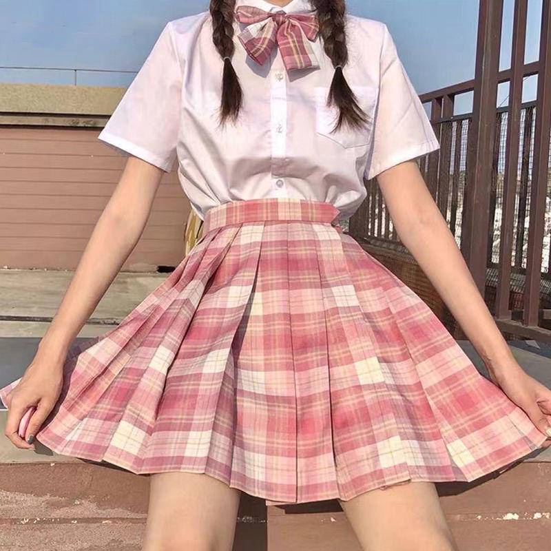 【Wetrose】Tiktok Influencer Fashion JK Jepang Uniform Original Short Skirt Full College Style Student Suit Lattice Seifuku Set Musim Panas Costume Rok Pendek Gaya Kuliah Gaya Siswa Wanita Muda