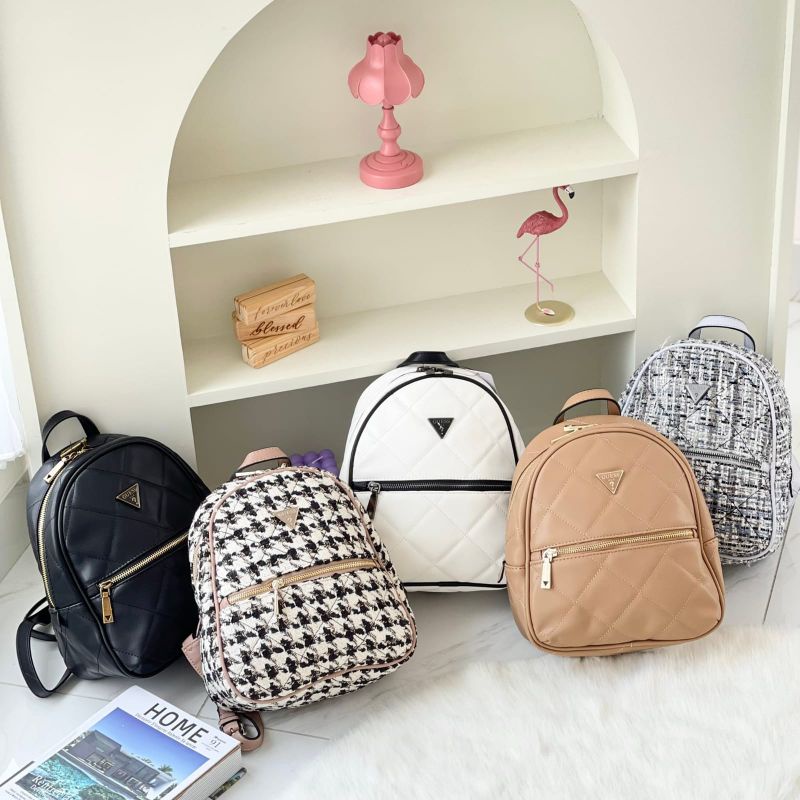 Tas Ransel Guess hitam putih beige nude abu tweet