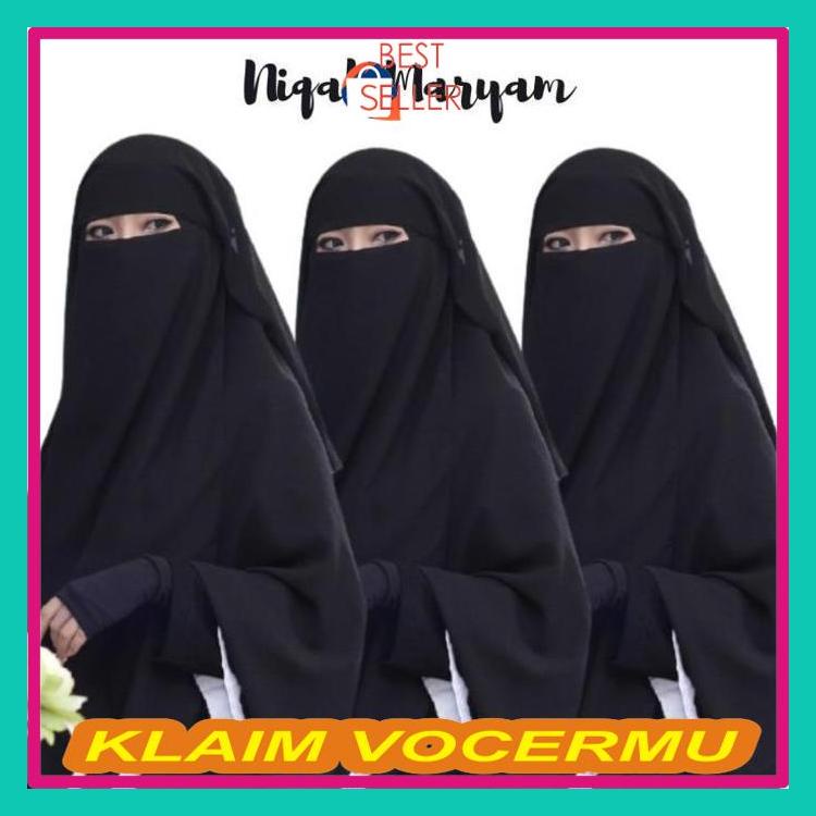 Jual Rumah Jilbab Cadar Niqab Maryam Sifon Fine Cadar Maryam Polos Cadar Yaman Hitam 7735