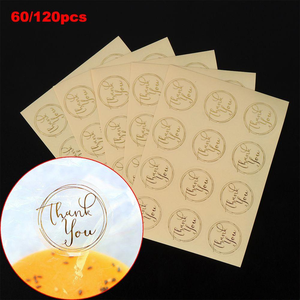 Solighter Handmade Sticker DIY Bulat Bronzing Transparan Hiasan Kue Terima Kasih