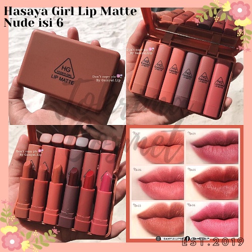 [6PCS] HASAYA GIRL MINI LIPSTICK NUDE SERIES (dapat 1 set + kaca)