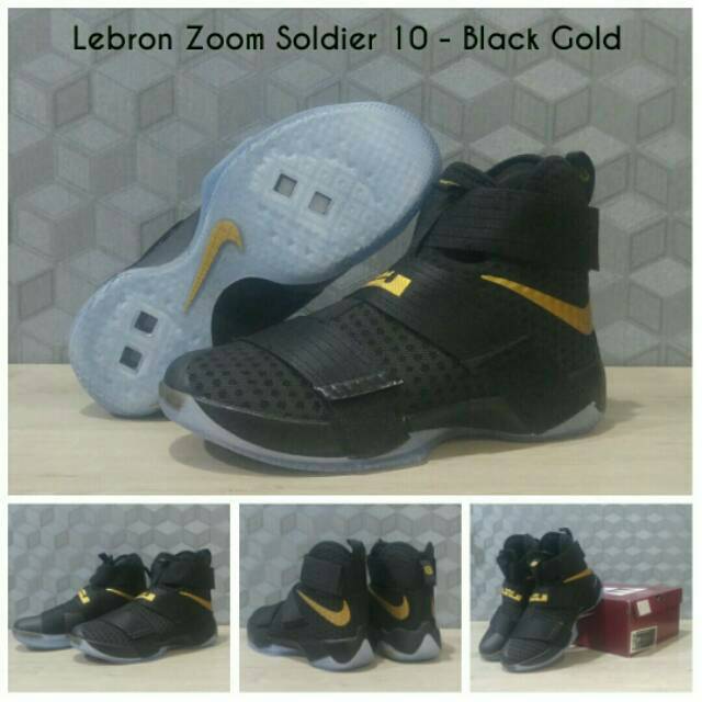 LEBRON ZOOM SOLDIER 10 BLACK GOLD THE FINAL / LEBRON JAMES SHOES / SEPATU BASKET MURAH