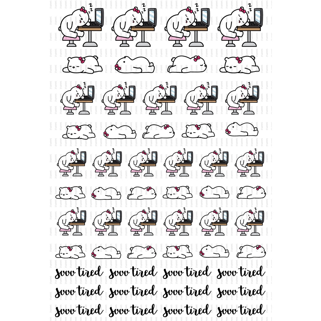 

Sticker White Bear Soo Tired - Bullet Journal - Sticker deco