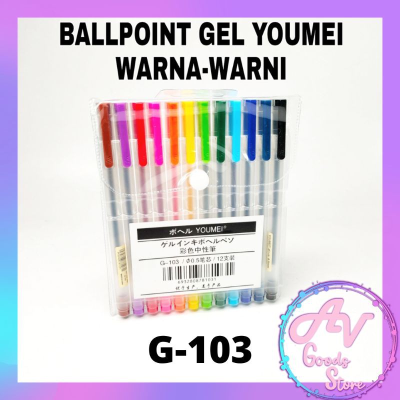

ballpoint gel / pulpen warna warni 12warna / pulpen gel youmei 12 warna G103