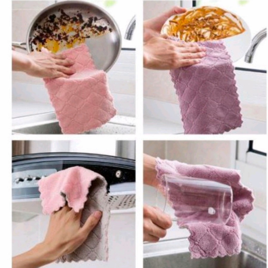 Kain Lap Piring Anti Minyak Bahan Microfiber - Kain Lap Dapur