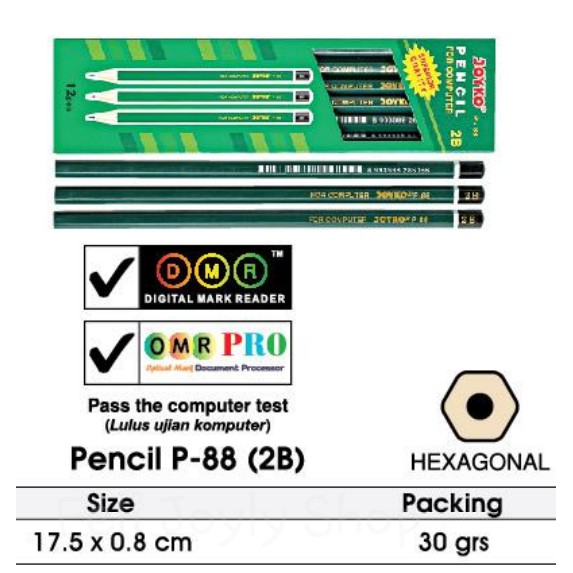 

PENSIL 2B JOYKO P88 UJIAN PENCIL GAMBAR RAUTAN PENGHAPUS ATK MURAH