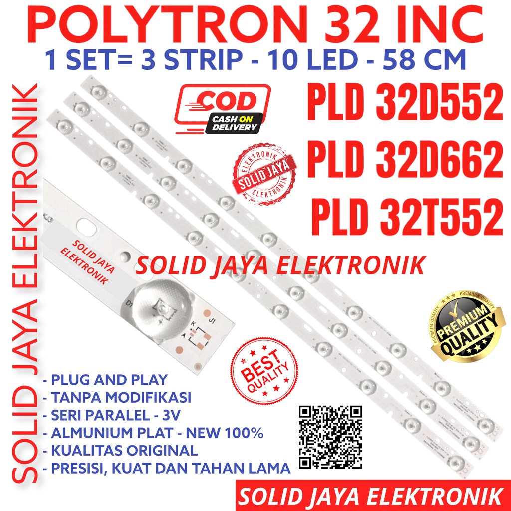 BACKLIGHT TV LED POYTRON 32 INC PLD 32D552 32T552 32D663 PLD32D552 PLD32T552 PLD32D663 LAMPU BL 10K 3V POLITRON PLD-32D552 PLD-32T552 PLD-32D663 10LED 10 KANCING LAMPU 3 VOLT 32INCH 32INC 32IN LED POLYTRON 32 INCH IN