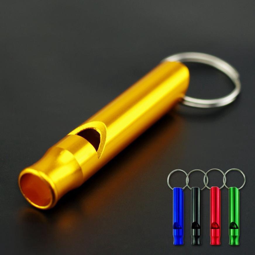 Outdoor Sport Survival Ukuran Mini Peluit Wasit Hiking Berburu Alat Aluminium Multifungsi Pelatihan Whistle Pendant Dengan Gantungan Kunci