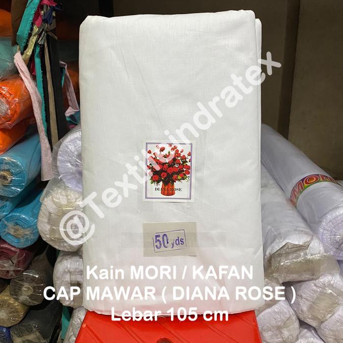 DISKON HARGA KAIN KAFAN MORI LEBAR 105 CM TERMURAH CAP MAWAR DIANA ROSE AP069