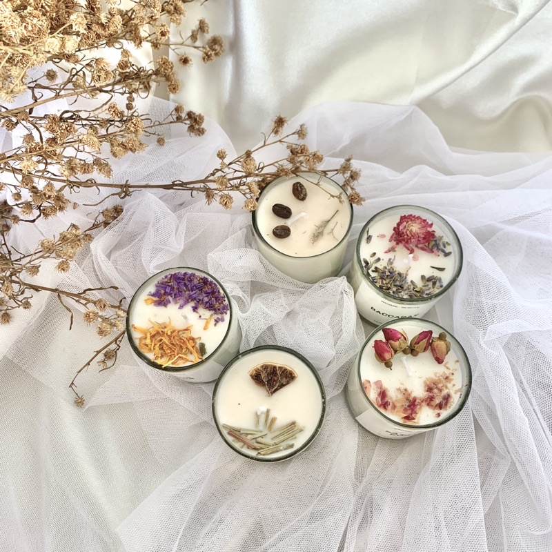 Lilin Aromatherapy Grade A Palmwax Scented Candle with Dried Flowers 70gr | Lilin Aromaterapi Palm Wax Dried Flower 70gr | Kado Valentine