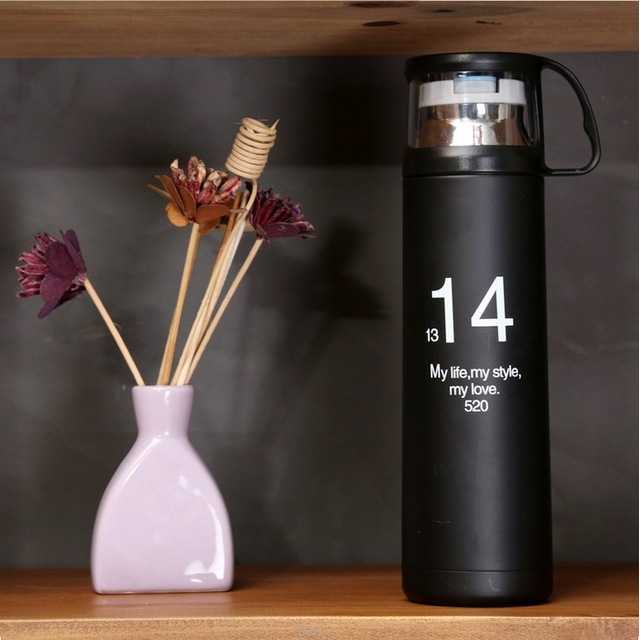 Botol Minum Thermos with Cup Head 500ml / Botol Air Minum Pamas Dan Dingin Stainlis Stainless Steel Tahan Panas Unik / Botol Termos Thermos Hot And Cool Panas Dingin Air Panas Tahan Lama Anak / Termos Thermos Air Panas Pencet Stainless Murah Original