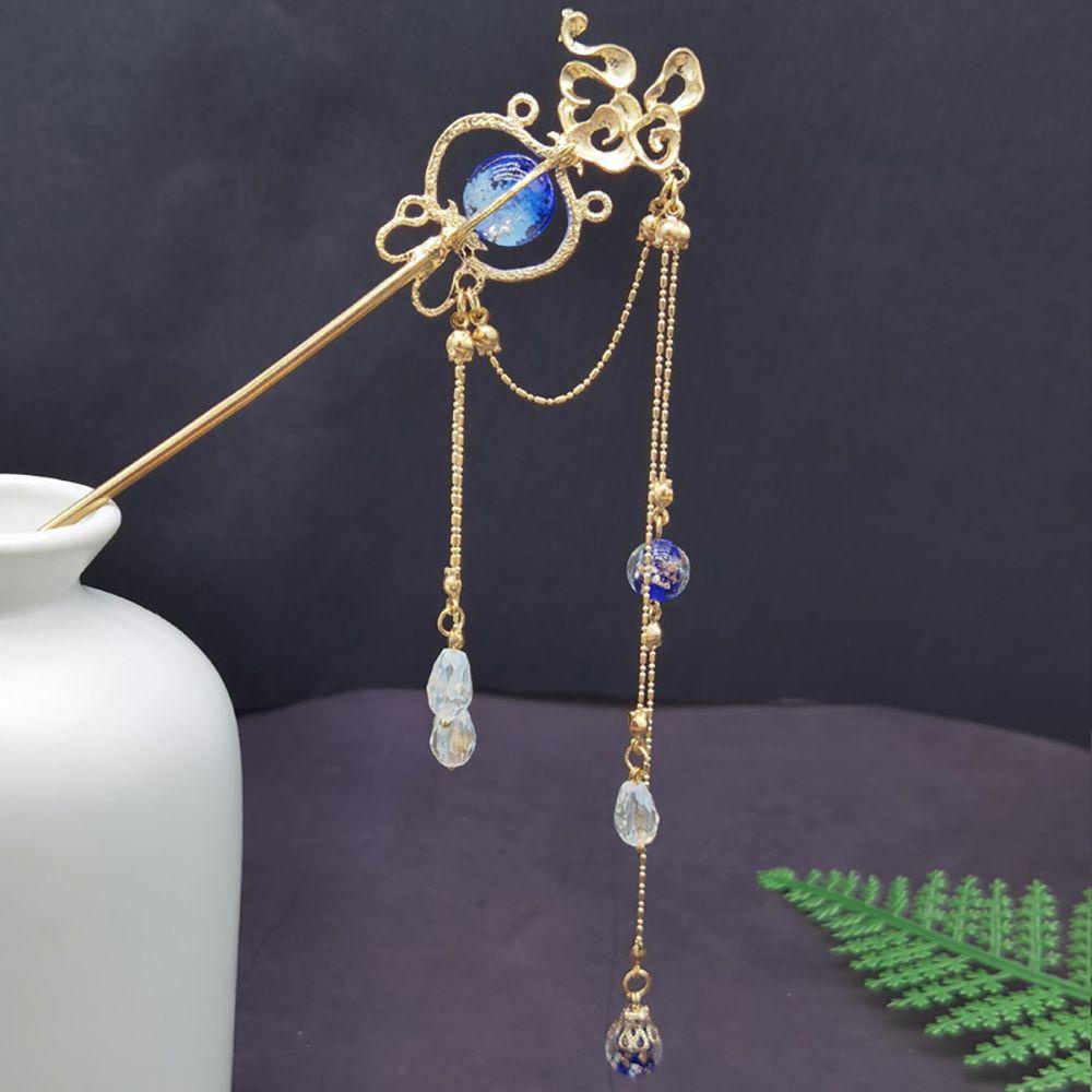 Needway Rambut Stik Rambut Garpu Vintage Hanfu Wanita Hiasan Kepala Wanita Gaya Cina Drop Earrings