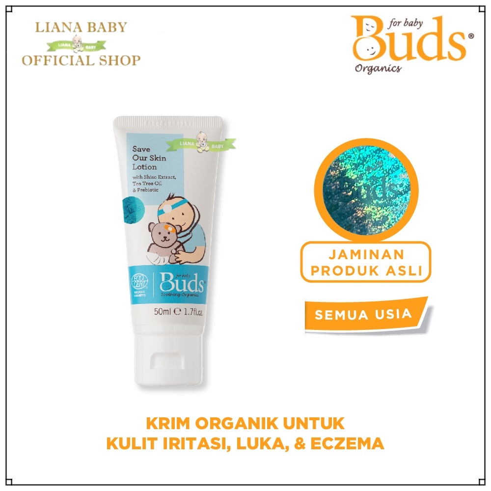 BUDS ORGANICS SAVE OUR SKIN LOTION SOOTHING 50ML KRIM PERAWATAN IRITASI LUKA ECZEMA BAYI