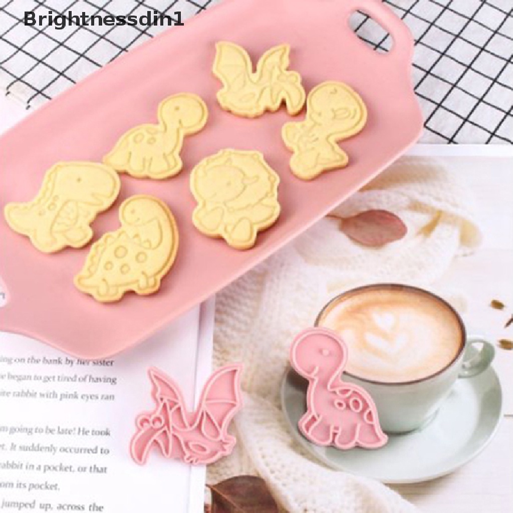 4 Pcs Alat Cetakan Pemotong Biskuit Cookie Bentuk Kartun Dinosaurus 1 In 1 Untuk Baking