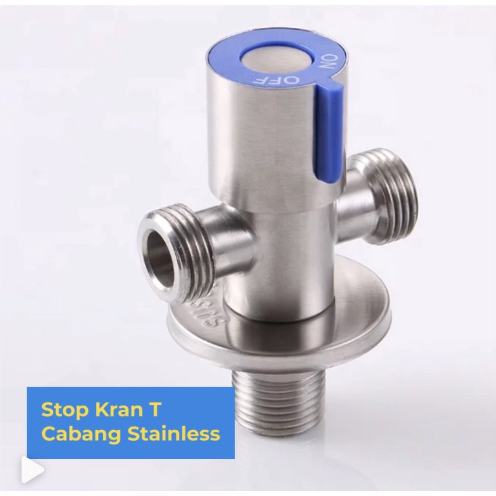 Stop Kran Shower T Cabang Stainless Kran Jet WC Kloset Closet Bidet - Stop Kran Shower Stainless Kran Air Cabang - Stop Kran Cabang Dua