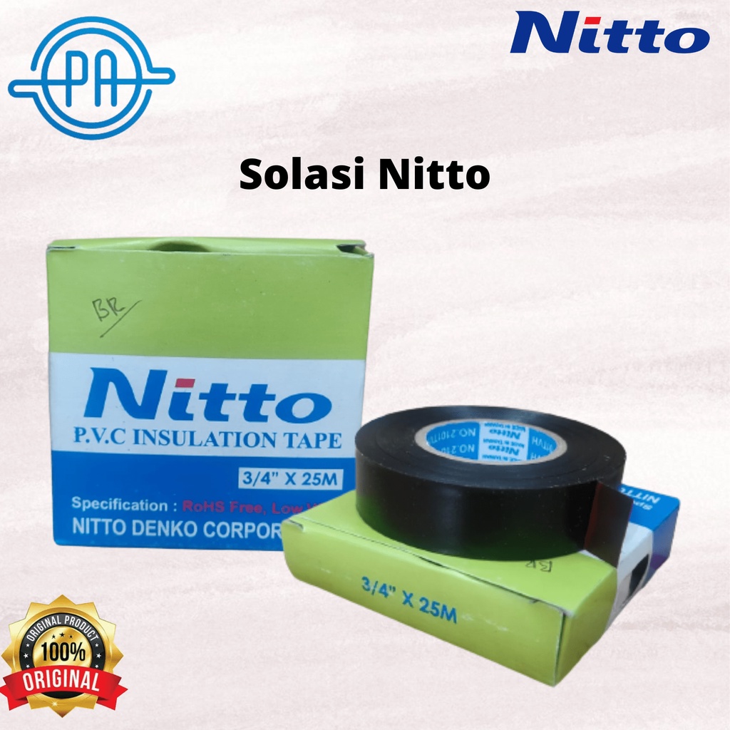 Solasi/Lakban/Solatip Listrik Nitto 3/4 inch x 25 m Promoo