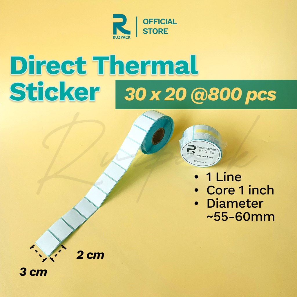 Direct Thermal Sticker [30x20 MM] Stiker Resi Pengiriman Label Barcode Thermal 1 LINE 800 PCS