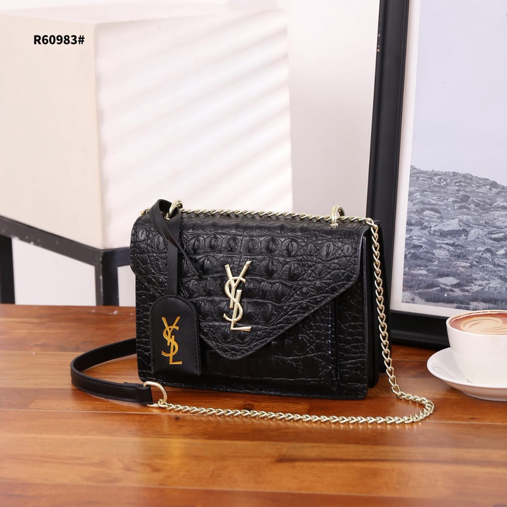 YS Envelope Crocodile Gold Hardware Bag R60983 Tas Wanita