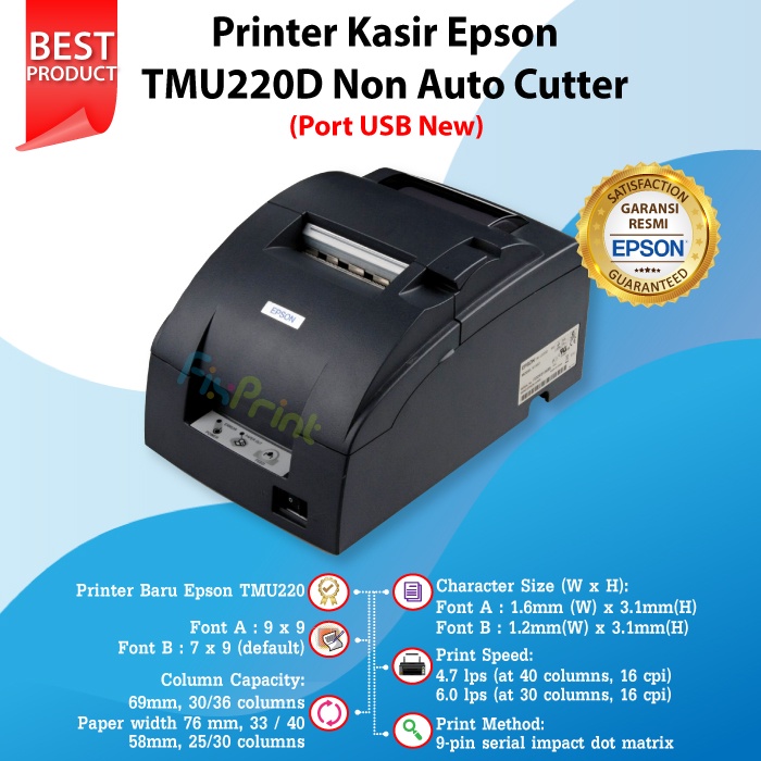 PRINTER DOT MATRIX EPSON TMU220 D - TM 220 D - 220D ( MANUAL CUTTER )