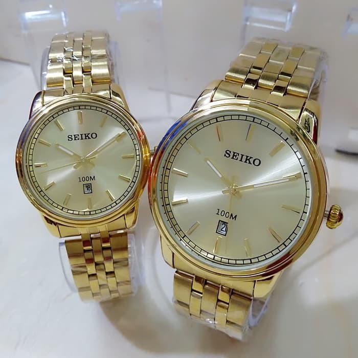WOW Seiko Couple Classic Rantai Full GOld
