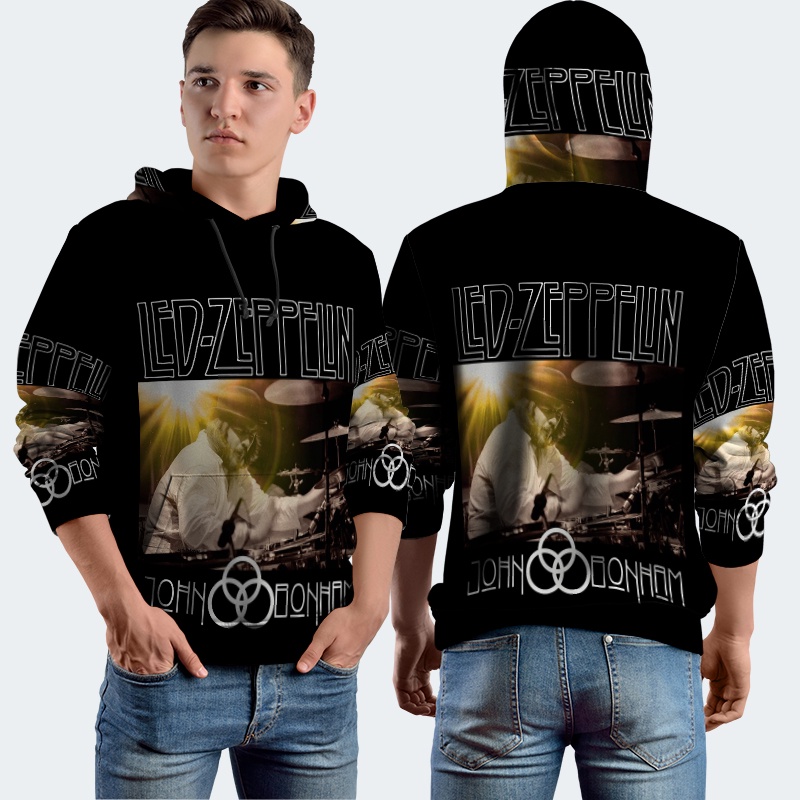 Jaket Hoodie Fullprint John Bonham Led Zeppelin Bahan Polyester Jersey