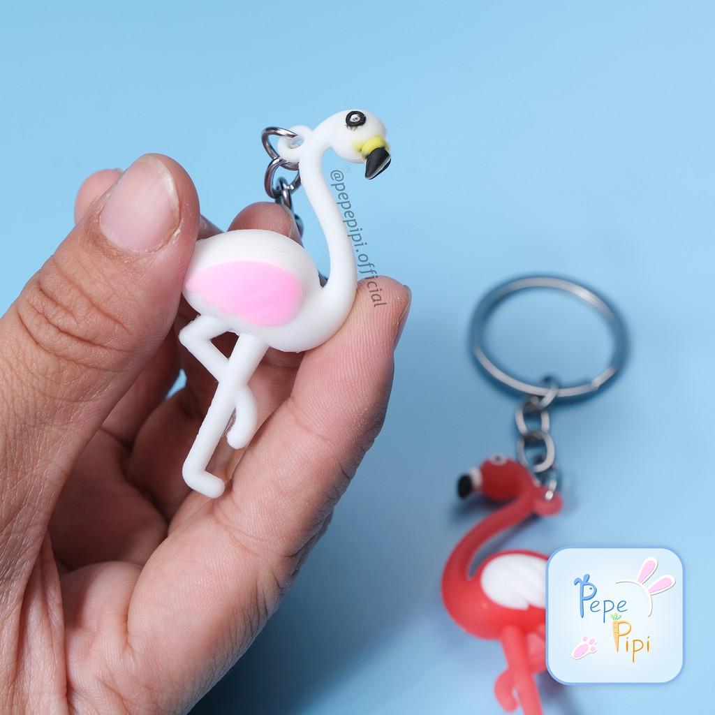 Gantungan Kunci Flamingo Kecil Flaminggo Keychain Ganci Hiasan Tas Lucu COD