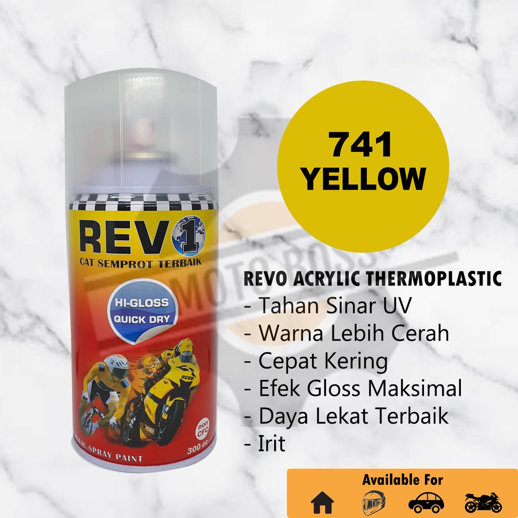 

Cat Semprot Acrylic Revo Yellow / Kuning 741 - Pilok Pilox Akrilik