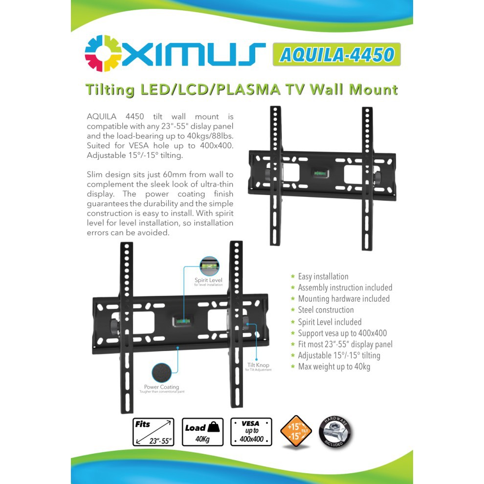 BRACKET TV LCD LED TILT WALL MOUNT TV 32 37 42 47 52 55 OXIMUS AQ 4450