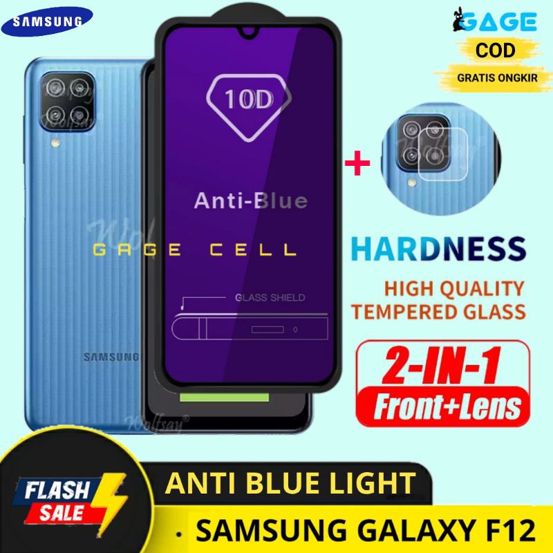 2IN1 TEMPERED GLASS ANTI BLUE LIGHT SAMSUNG GALAXY F12 TG ANTI GORES RADIASI SAMSUNG F12 FULL LAYAR