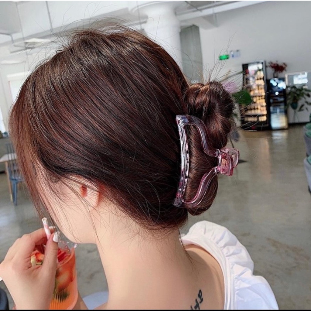 Jepitan Rambut Akrilik polos besar korea cylinder claw transparent