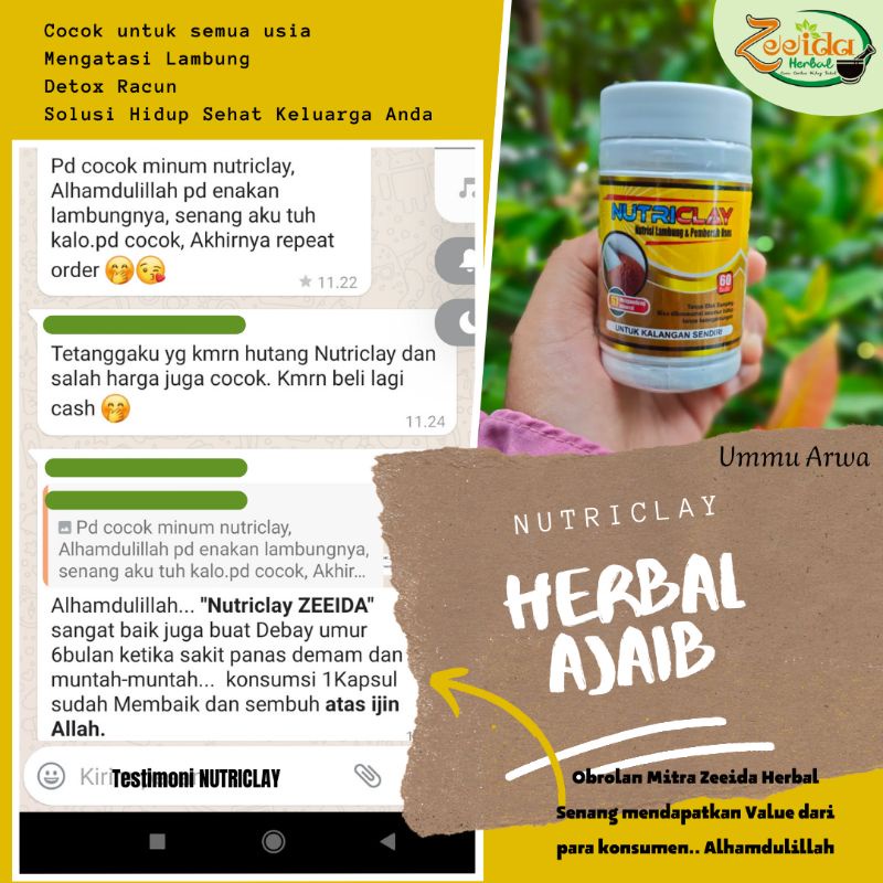 

NUTRICLAY Pembersih USUS HERBAL Asam LAMBUNG, DETOX RACUN, Maag Kronis, Pencernaan, dll