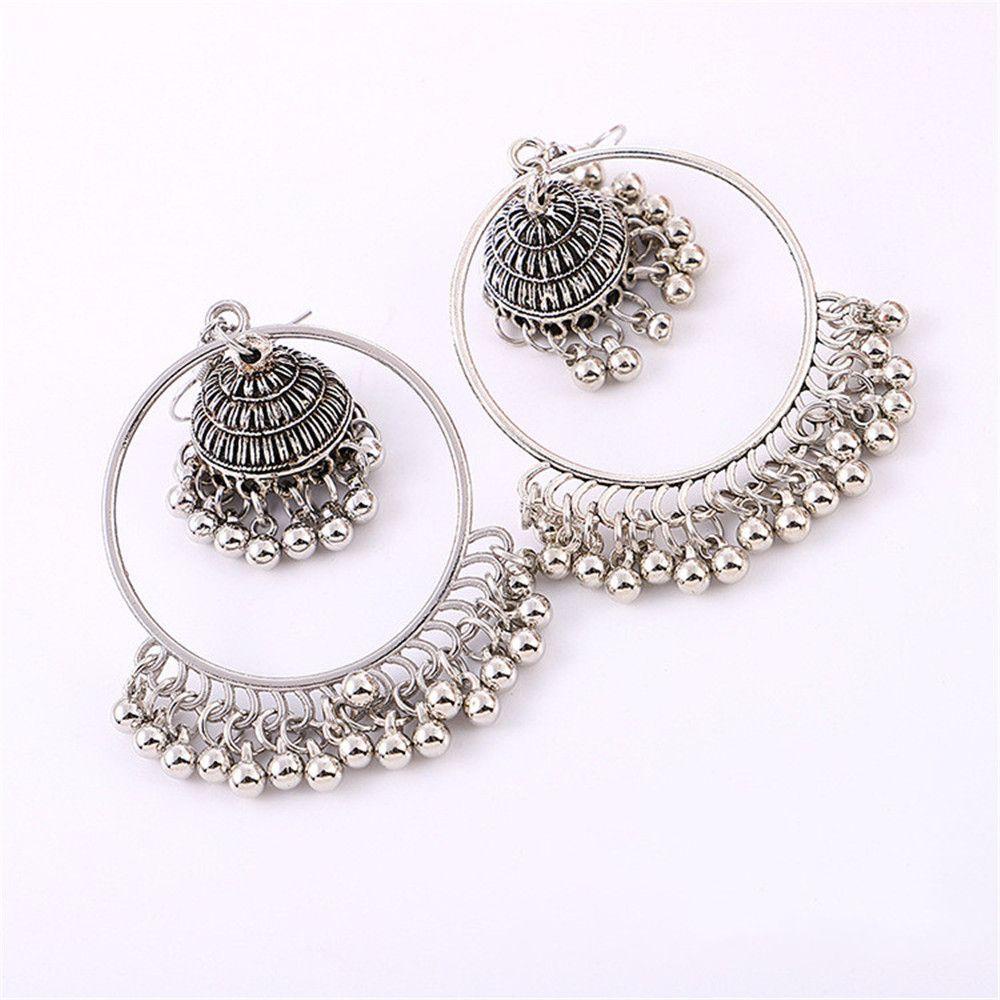 Preva Anting Juntai Bulat Perhiasan India Turki Drop Earrings Dengan Jumbai