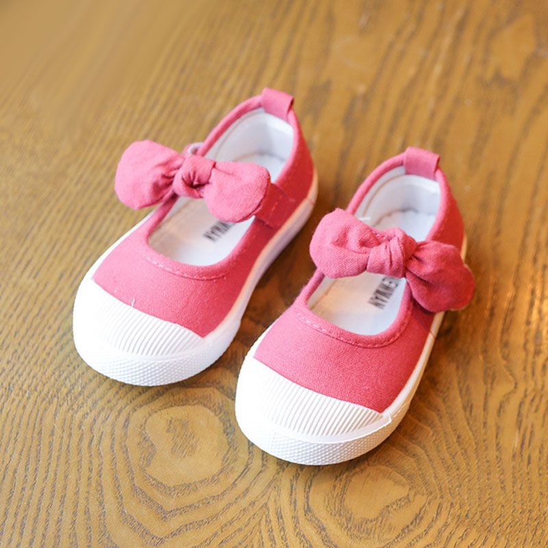 Sepatu Anak / Bow Knot Canvas Shoes - Fuchsia