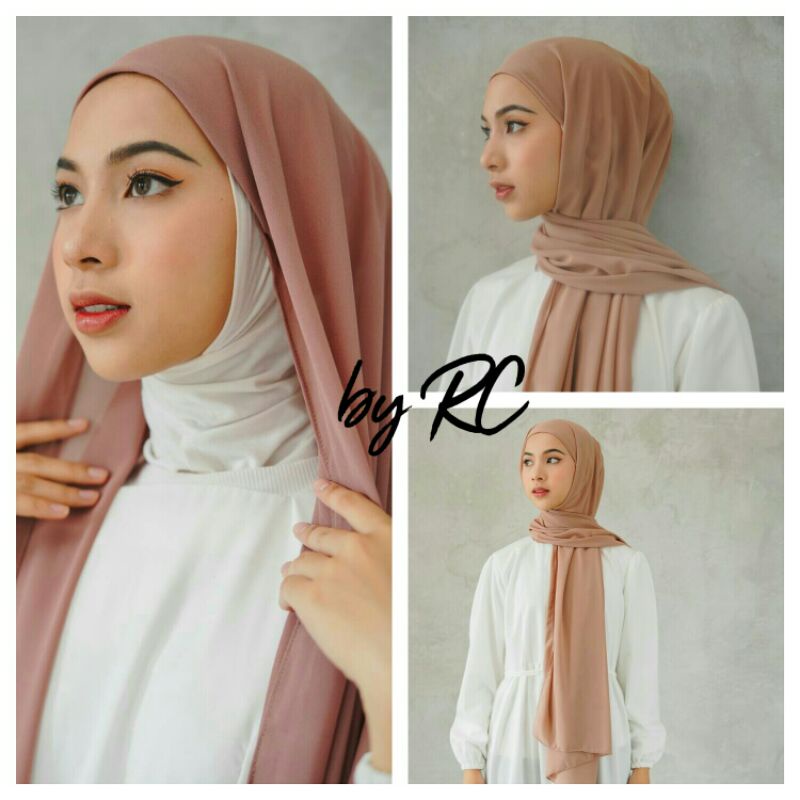 PASHMINA 2 IN 1 Ceruty Babydoll Instant Hijab Ciput Viral