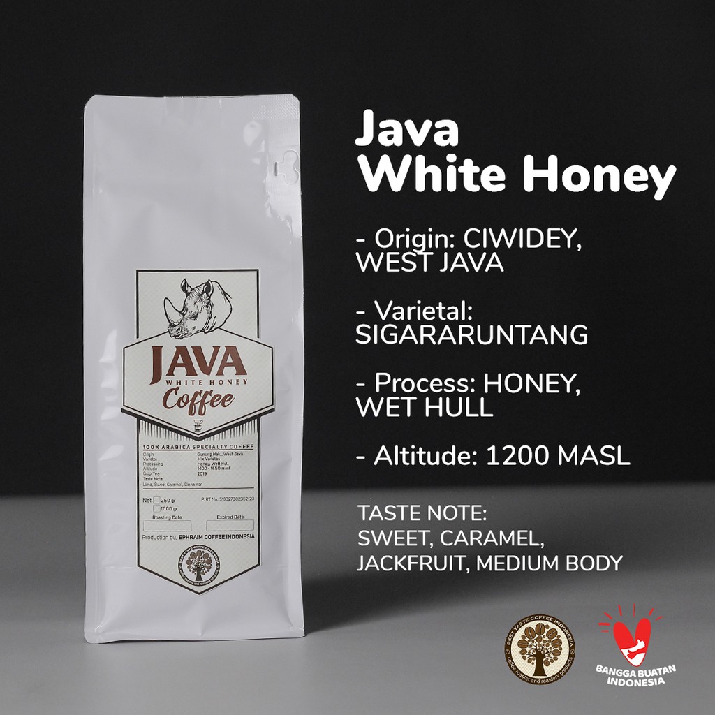 

Biji/Bubuk Kopi 100% Arabika - JAVA WHITE HONEY 250 GR