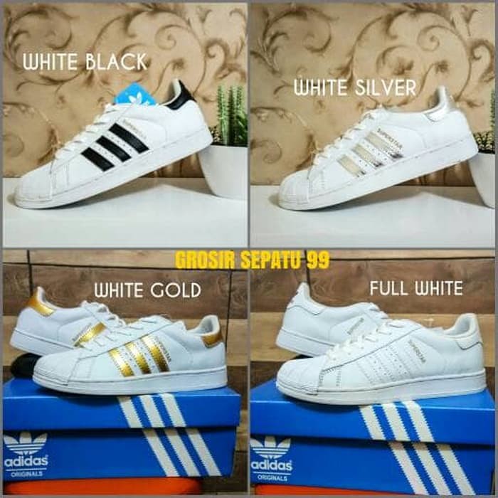 terbaru   Sepatu Adidas Superstar Full White Putih List Putih / Hitam Grade Ori