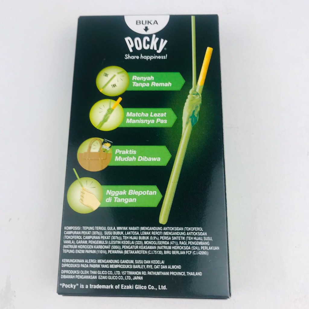 Glico Pocky / Biskuit Stik Bersalut Krim / Biskuit Rasa Green Tea / 33gr